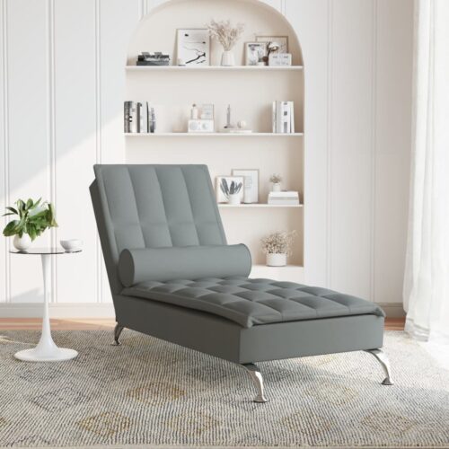 Massage Chaise Chair Fabric Lounge Living Room Couch Lounger Sofa Massager Grey - Image 3