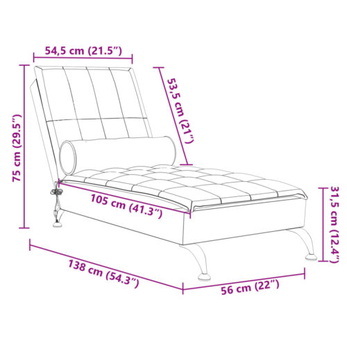 Massage Chaise Chair Fabric Lounge Living Room Couch Lounger Sofa Massager Grey - Image 10