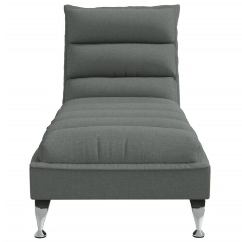 Massage Chaise Lounge with Cushions Dark Grey Fabric - Image 4