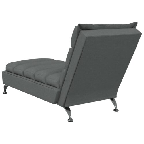 Massage Chaise Lounge with Cushions Dark Grey Fabric - Image 6
