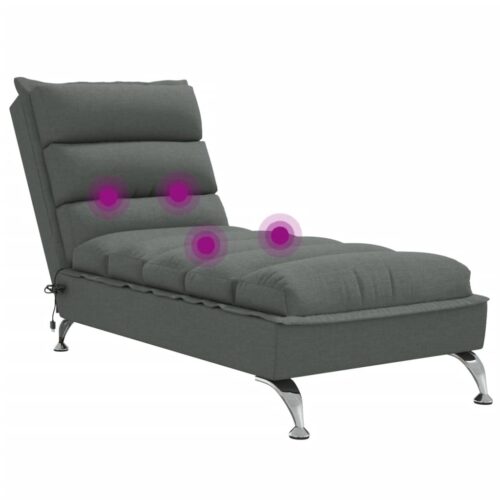 Massage Chaise Lounge with Cushions Dark Grey Fabric - Image 7