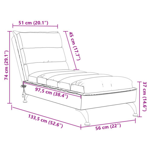 Massage Chaise Lounge with Cushions Dark Grey Fabric - Image 11