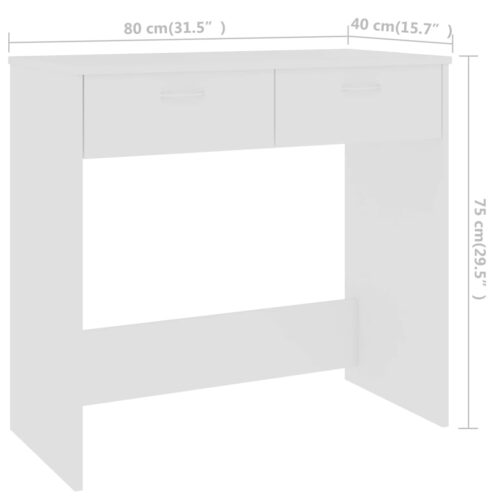 Desk White 80x40x75cm Engineered Wood - Image 6