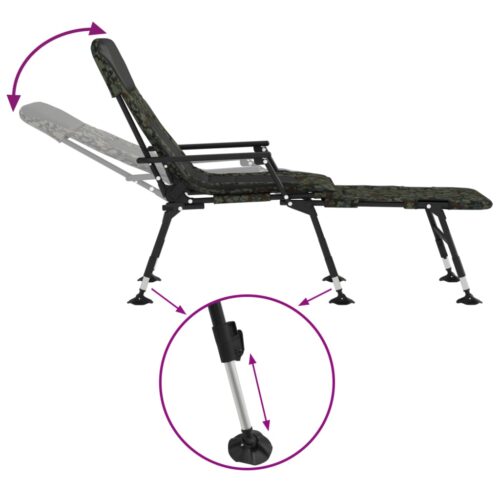 Fishing Bedchair with Adjustable MudLegs Foldable Camouflage - Image 6