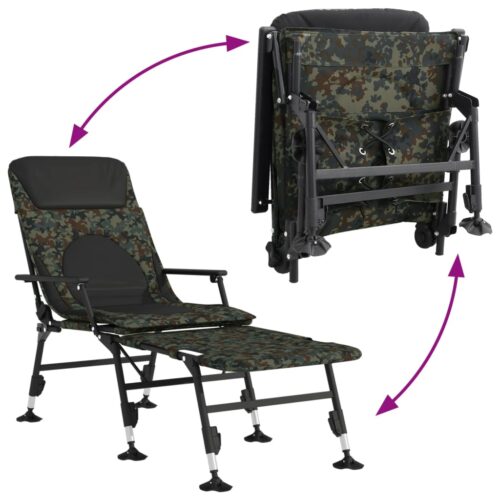 Fishing Bedchair with Adjustable MudLegs Foldable Camouflage - Image 7