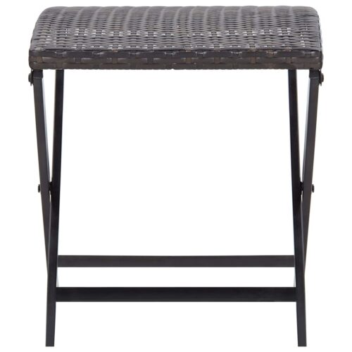 Folding Stool Poly Rattan Brown - Image 2