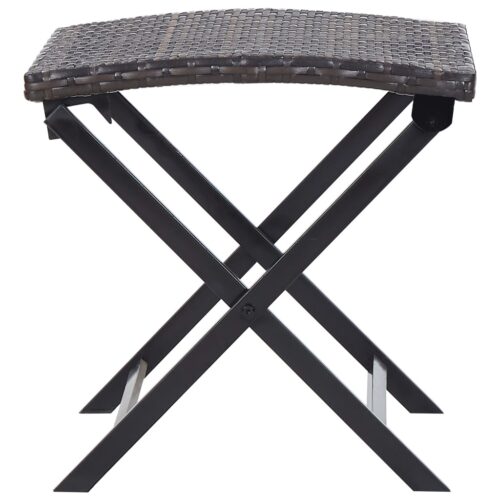 Folding Stool Poly Rattan Brown - Image 3