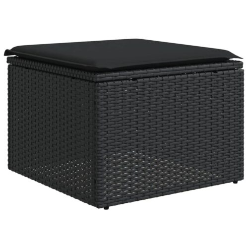 Outdoor Garden Stool Wicker Rattan Patio Ottoman Bench Seat Black 55x55x37cm