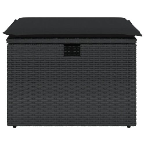 Outdoor Garden Stool Wicker Rattan Patio Ottoman Bench Seat Black 55x55x37cm - Image 4
