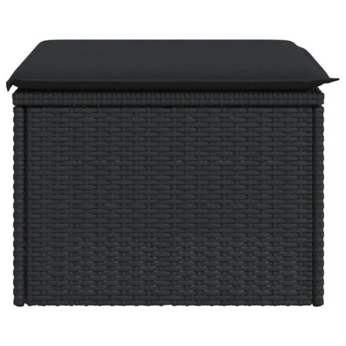 Outdoor Garden Stool Wicker Rattan Patio Ottoman Bench Seat Black 55x55x37cm - Image 5