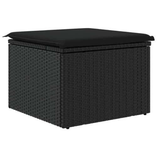 Outdoor Garden Stool Wicker Rattan Patio Ottoman Bench Seat Black 55x55x37cm - Image 6