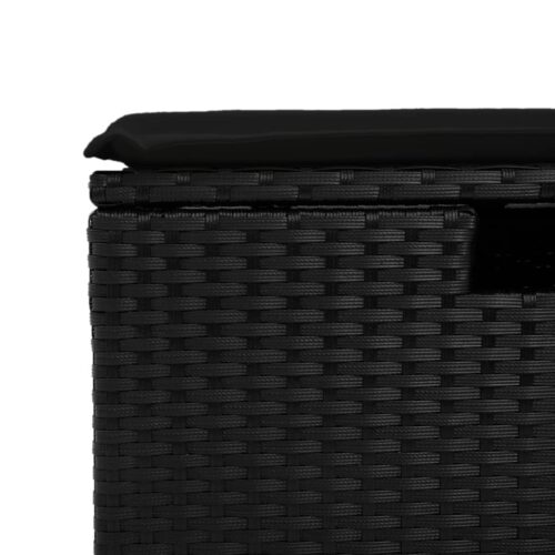 Outdoor Garden Stool Wicker Rattan Patio Ottoman Bench Seat Black 55x55x37cm - Image 7