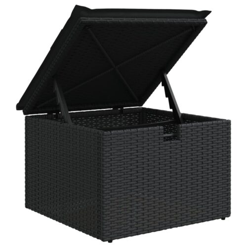 Outdoor Garden Stool Wicker Rattan Patio Ottoman Bench Seat Black 55x55x37cm