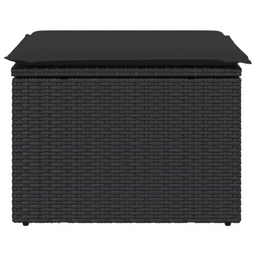 Outdoor Garden Stool Wicker Rattan Patio Ottoman Bench Seat Black 55x55x37cm - Image 4