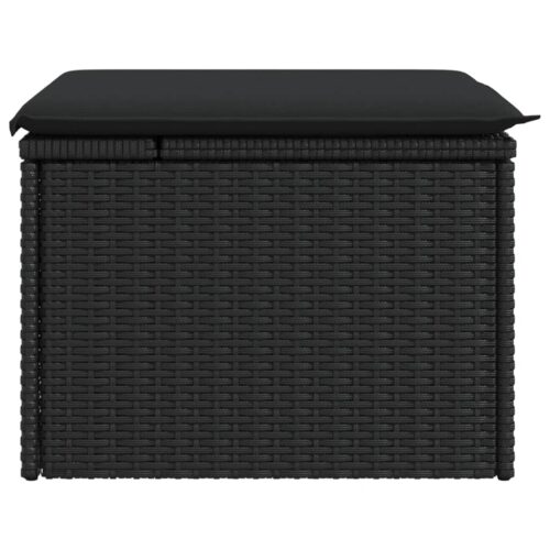 Outdoor Garden Stool Wicker Rattan Patio Ottoman Bench Seat Black 55x55x37cm - Image 5
