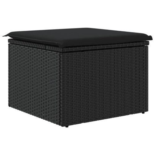 Outdoor Garden Stool Wicker Rattan Patio Ottoman Bench Seat Black 55x55x37cm - Image 6
