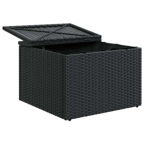 Outdoor Garden Stool Wicker Rattan Patio Ottoman Bench Seat Black 55x55x37cm - Image 8