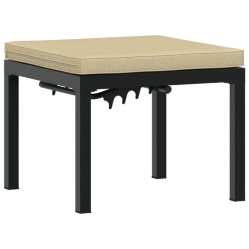 Outdoor Garden Stool Wicker Rattan Patio Ottoman Bench Seat Black Powder-Coated Steel