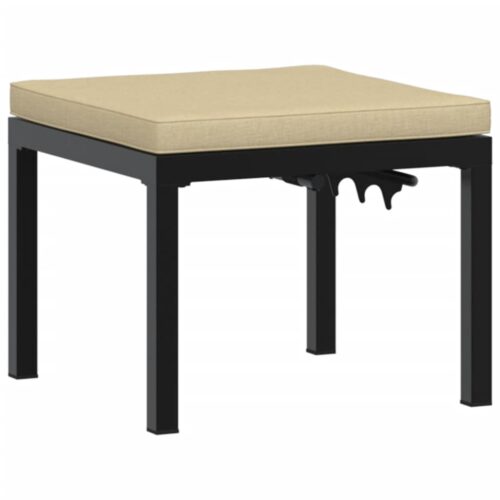 Outdoor Garden Stool Wicker Rattan Patio Ottoman Bench Seat Black Powder-Coated Steel - Image 5
