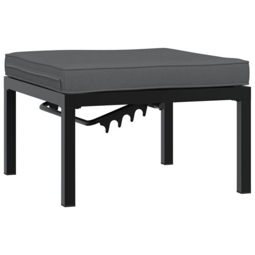 Outdoor Garden Stool Wicker Rattan Patio Ottoman Bench Seat Black Aluminium - Image 2