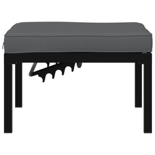 Outdoor Garden Stool Wicker Rattan Patio Ottoman Bench Seat Black Aluminium - Image 3