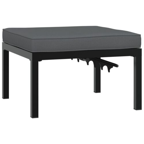 Outdoor Garden Stool Wicker Rattan Patio Ottoman Bench Seat Black Aluminium