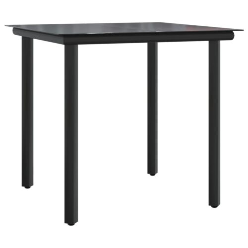 3-Piece Garden Dining Set Black Poly Rattan Wicker Outdoor Patio Furniture Steel - Image 8
