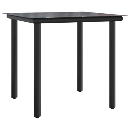 3-Piece Garden Dining Set Grey Black Poly Rattan Wicker Outdoor Patio Furniture Steel - Image 8