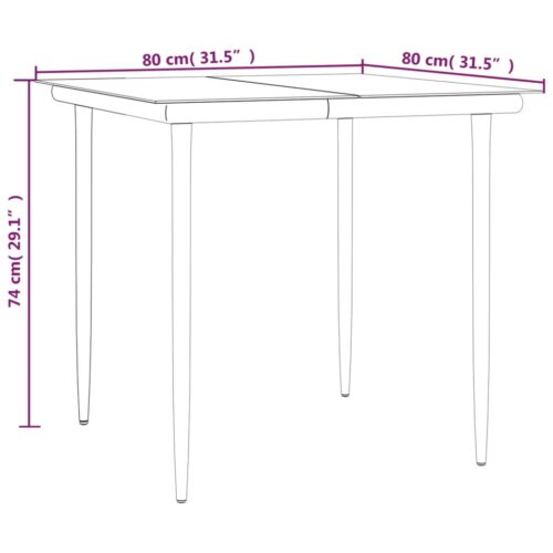 3-Piece Garden Dining Set Grey Black Poly Rattan Wicker Outdoor Patio Furniture Steel - Image 11
