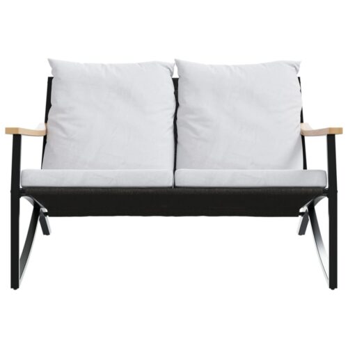 Garden Bench with Cushions 120cm Black Steel Outdoor Patio Lounge Furniture - Image 4