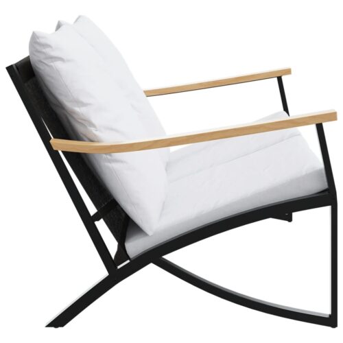 Garden Bench with Cushions 120cm Black Steel Outdoor Patio Lounge Furniture - Image 6