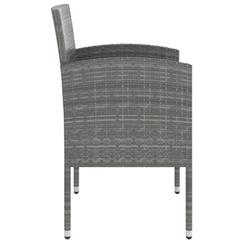 3-Piece Garden Dining Set Acacia Wood Timber Outdoor Patio Furniture & Poly Rattan Wicker Outdoor Patio Furniture Anthracite - Image 5