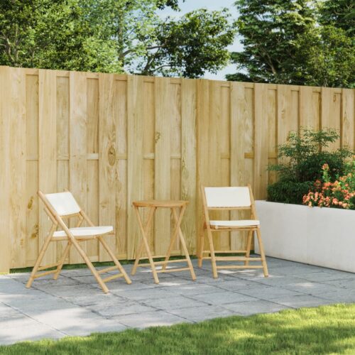 3-Piece Folding Bistro Set with Cream White Cushions Bamboo Outdoor Garden Patio Dining Lounge Furniture - Image 12