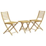 3-Piece Bistro Set Bamboo Outdoor Garden Patio Dining Lounge Furniture