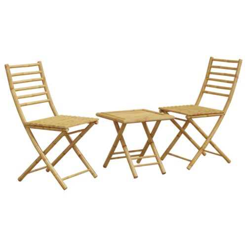 3-Piece Bistro Set Bamboo Outdoor Garden Patio Dining Lounge Furniture