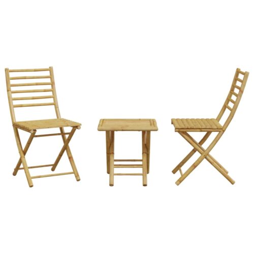 3-Piece Bistro Set Bamboo Outdoor Garden Patio Dining Lounge Furniture - Image 4