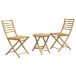 3-Piece Bistro Set Bamboo Outdoor Garden Patio Dining Lounge Furniture