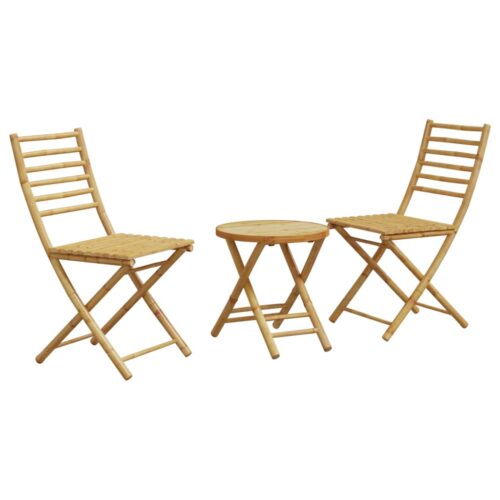 3-Piece Bistro Set Bamboo Outdoor Garden Patio Dining Lounge Furniture