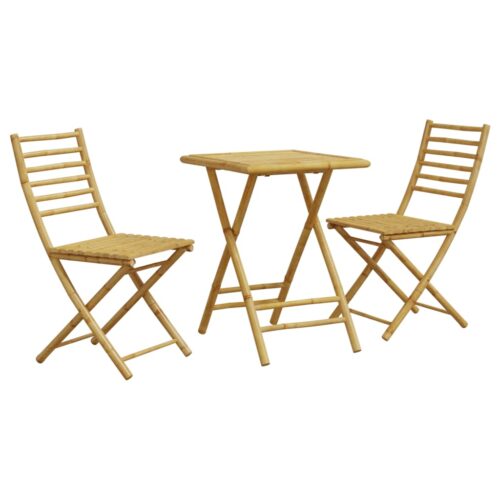 3-Piece Bistro Set Bamboo Outdoor Garden Patio Dining Lounge Furniture