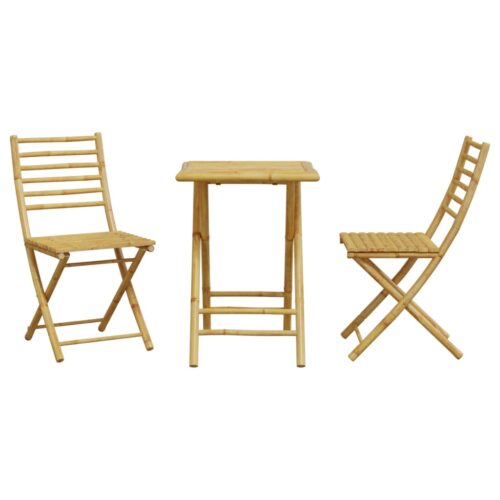 3-Piece Bistro Set Bamboo Outdoor Garden Patio Dining Lounge Furniture - Image 4