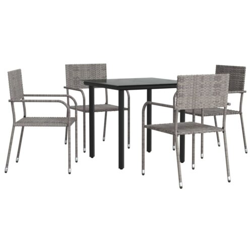 5-Piece Outdoor Dining Set Garden Patio Wicker Rattan Steel Chairs Table Setting