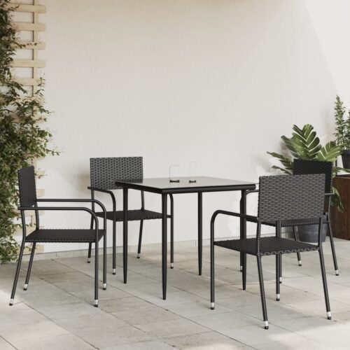 5-Piece Outdoor Dining Set Garden Patio Wicker Rattan Steel Chairs Table Setting - Image 13