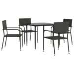 5-Piece Outdoor Dining Set Garden Patio Wicker Rattan Steel Chairs Table Setting