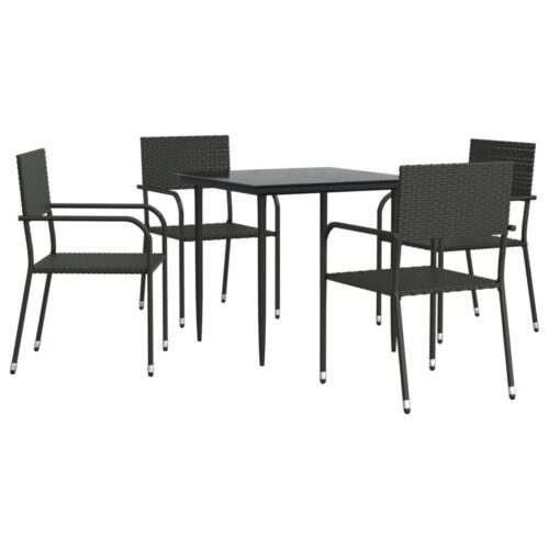 5-Piece Outdoor Dining Set Garden Patio Wicker Rattan Steel Chairs Table Setting