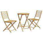 3-Piece Bistro Set Bamboo Outdoor Garden Patio Dining Lounge Furniture