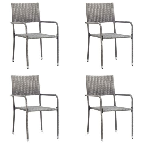 5-Piece Outdoor Dining Set Garden Patio Wicker Rattan Steel Chairs Table Setting - Image 3
