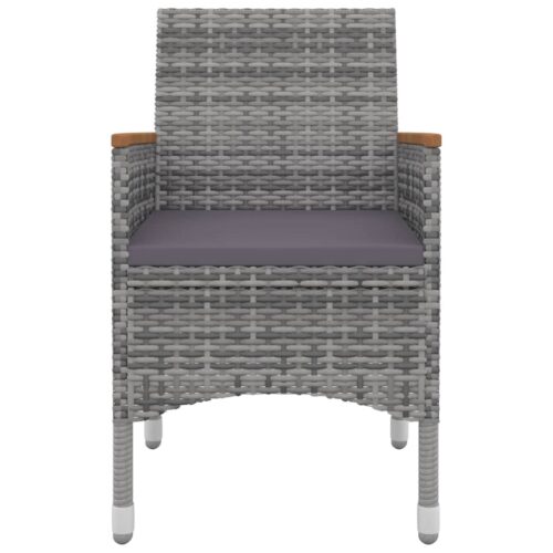 3-Piece Garden Dining Set with Cushions Poly Rattan Wicker Outdoor Patio Furniture Glass - Image 4