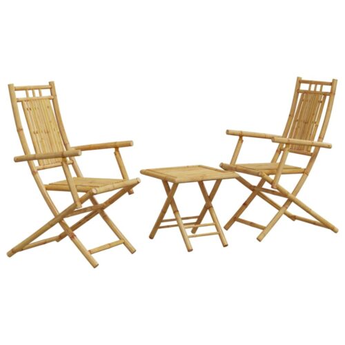3-Piece Bistro Set Bamboo Outdoor Garden Patio Dining Lounge Furniture