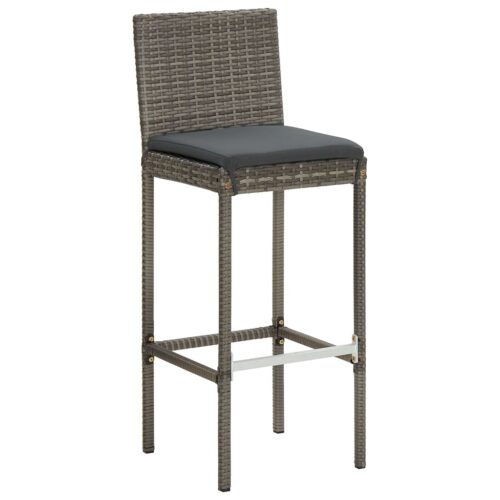 3-Piece Garden Bar Set Grey Wood Timber Outdoor Patio Furniture Acacia Poly Rattan Wicker Outdoor Patio Furniture - Image 4