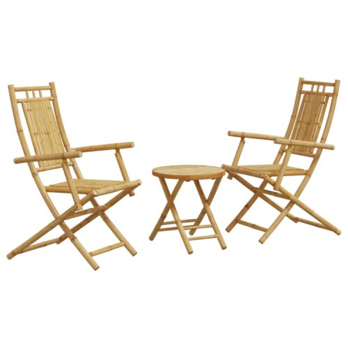 3-Piece Bistro Set Bamboo Outdoor Garden Patio Dining Lounge Furniture